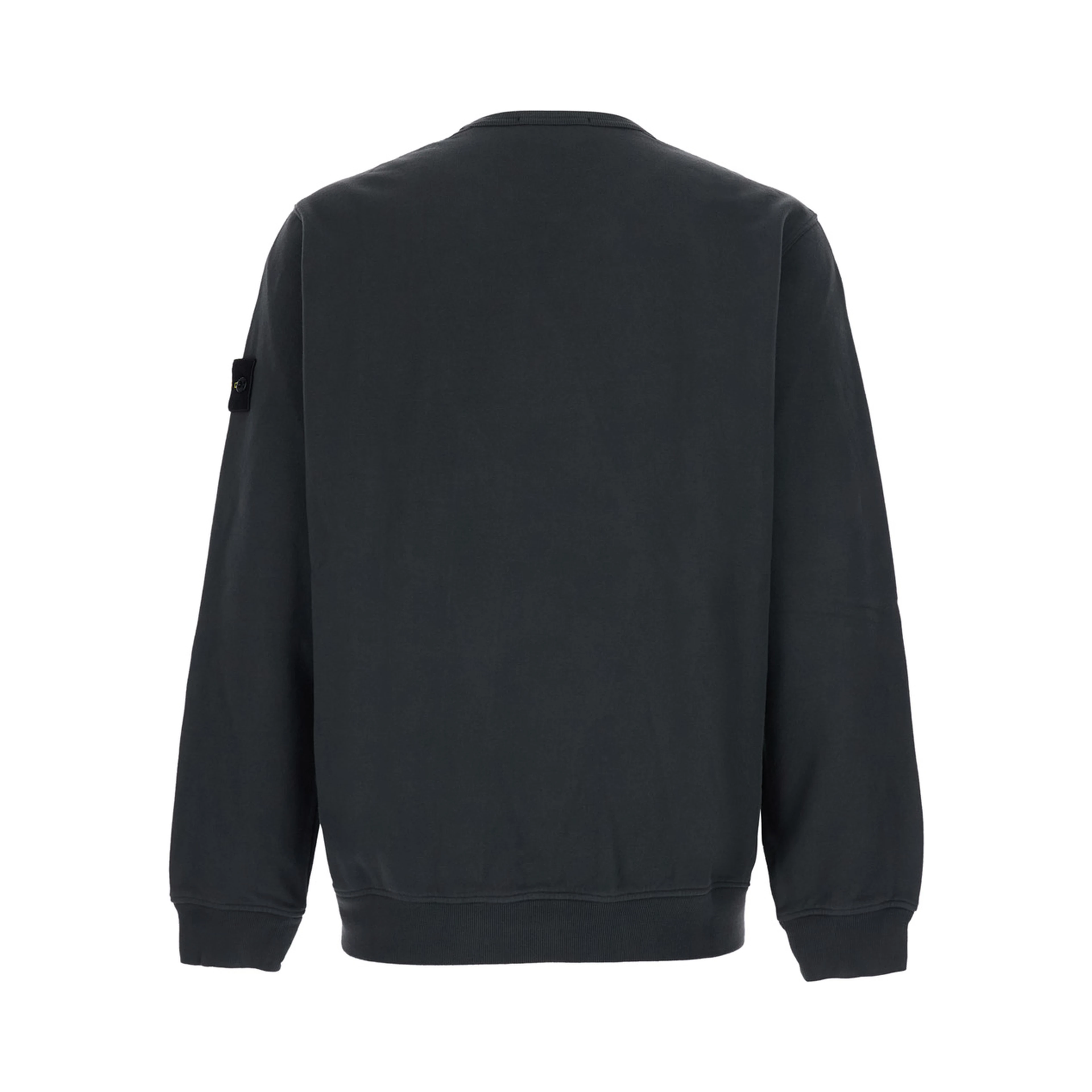 Grey Crewneck sweatshirt with logo patch on the sleeve in cotton for men