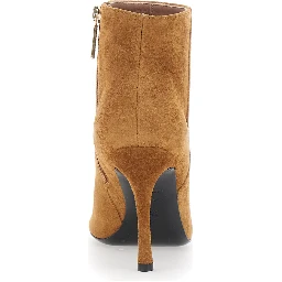 Beige Ankle Boots with Pointed Toe in Suede for Women