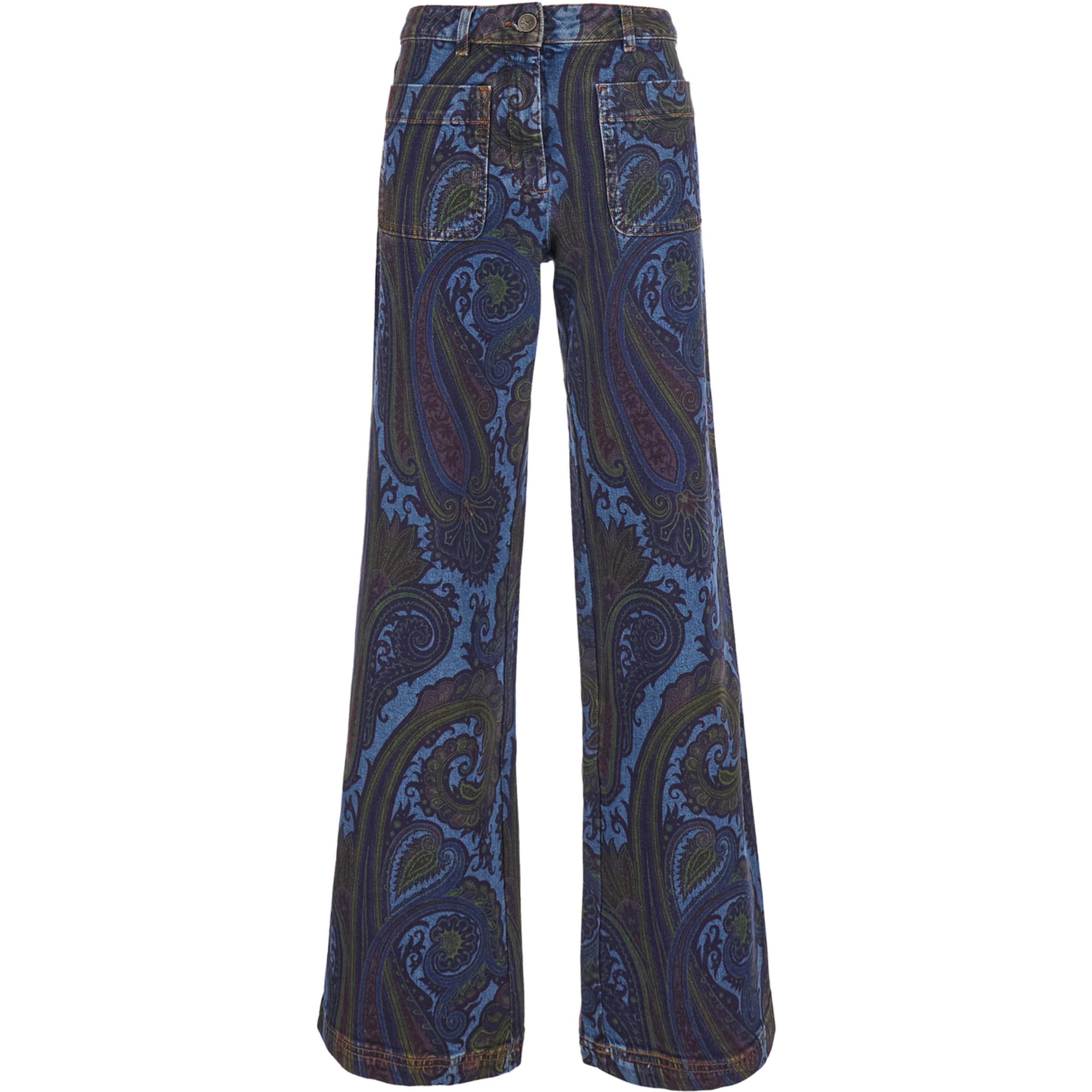 Blue Jeans with patch logo on the back and all-over print in denim women