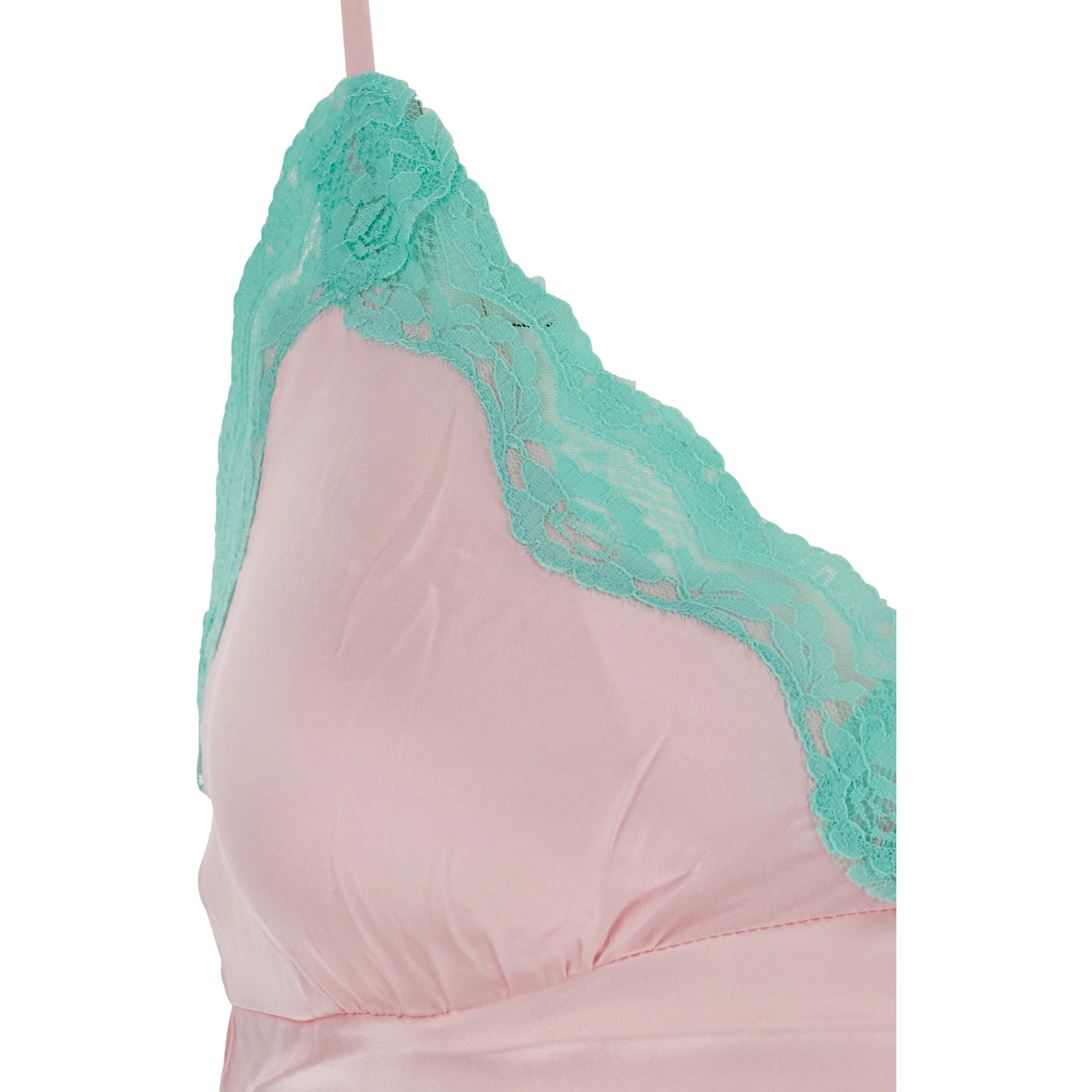 pink Top with spaghetti straps and lace details in fabric for women