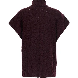 Brown High-neck sweater with wide short sleeves in Blend wool women