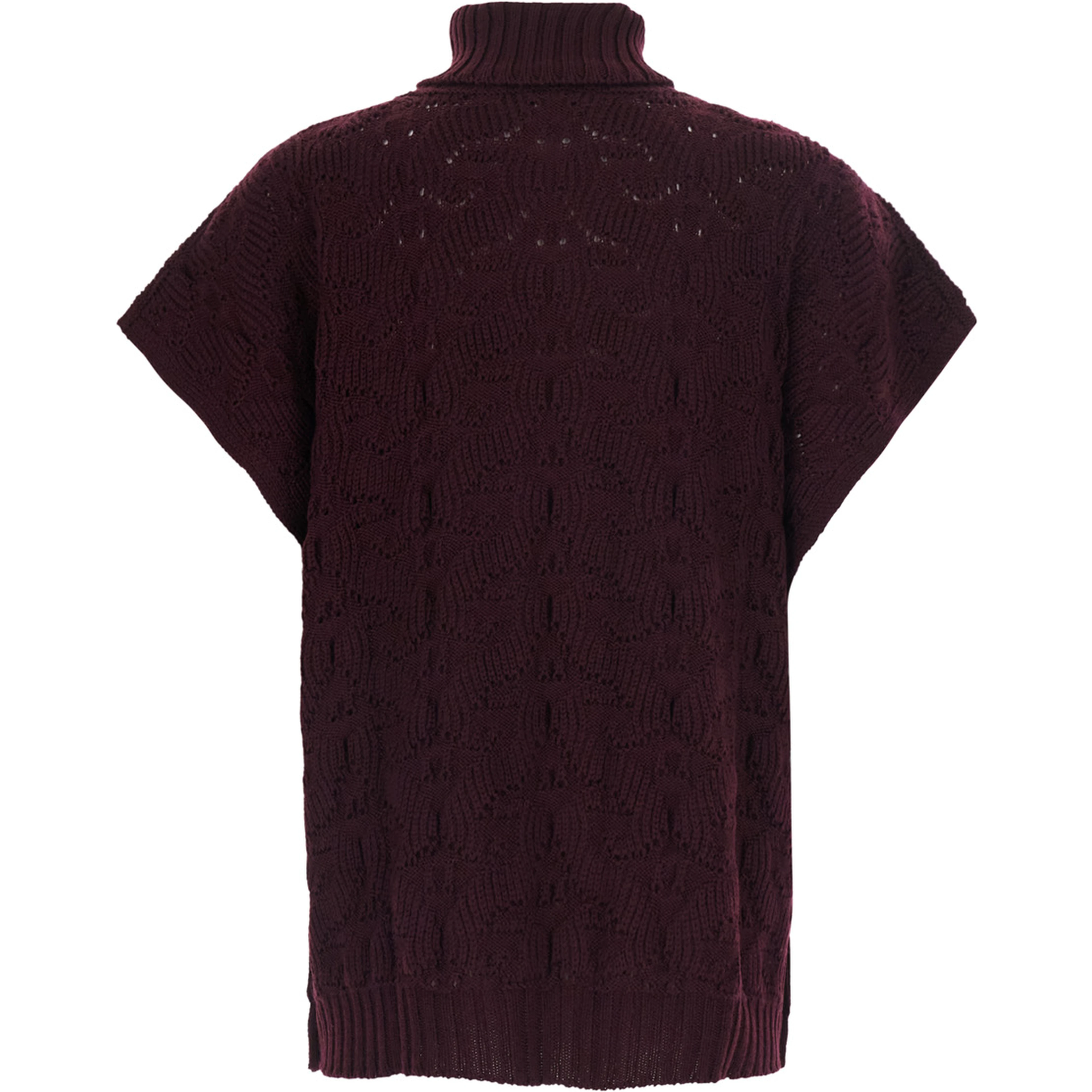 Brown High-neck sweater with wide short sleeves in Blend wool women