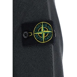 Grey Crewneck sweatshirt with logo patch on the sleeve in cotton for men