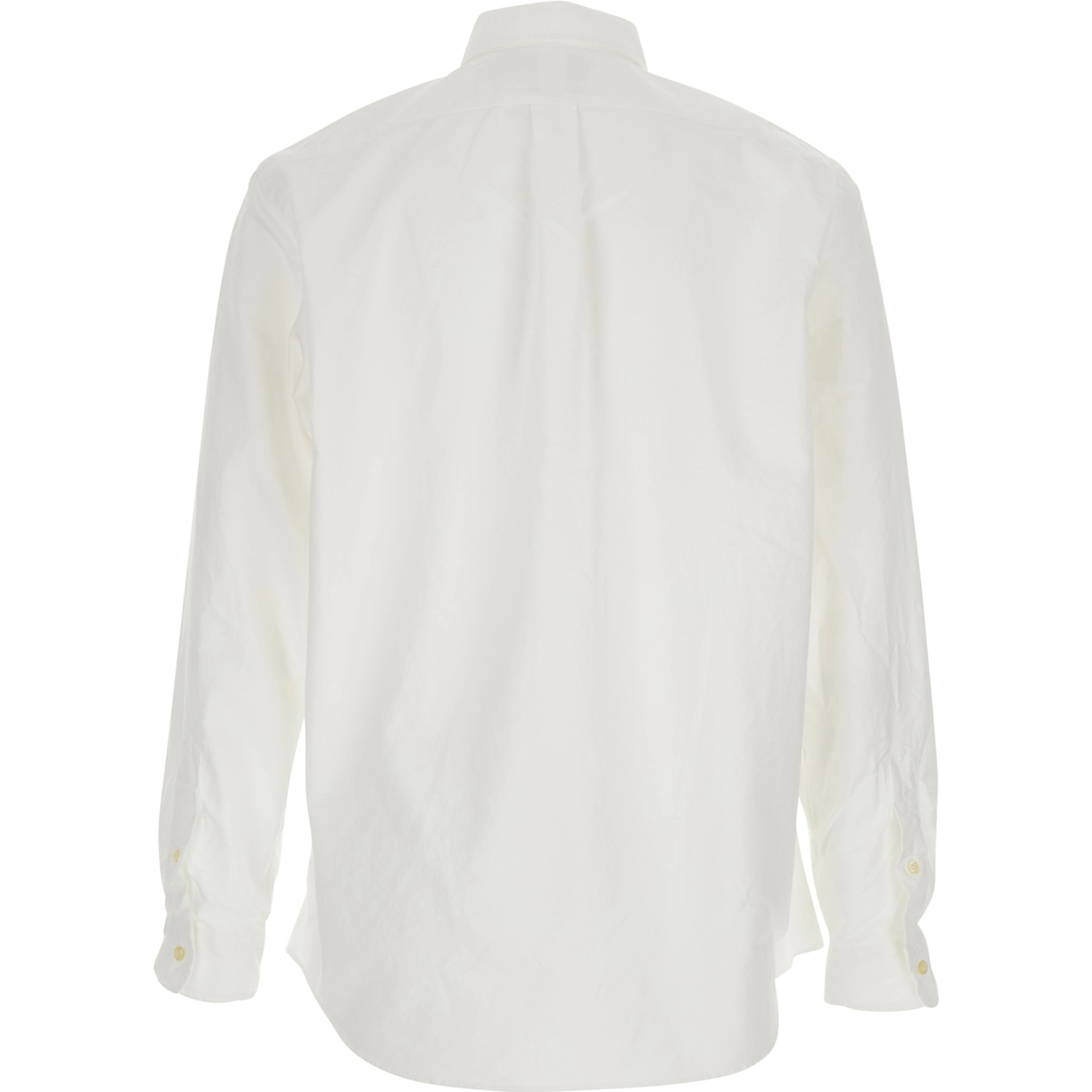 Shirt Custom Fit Oxford with Button Down Collar and Pony Embroidery on the Front in White Cotton for Men