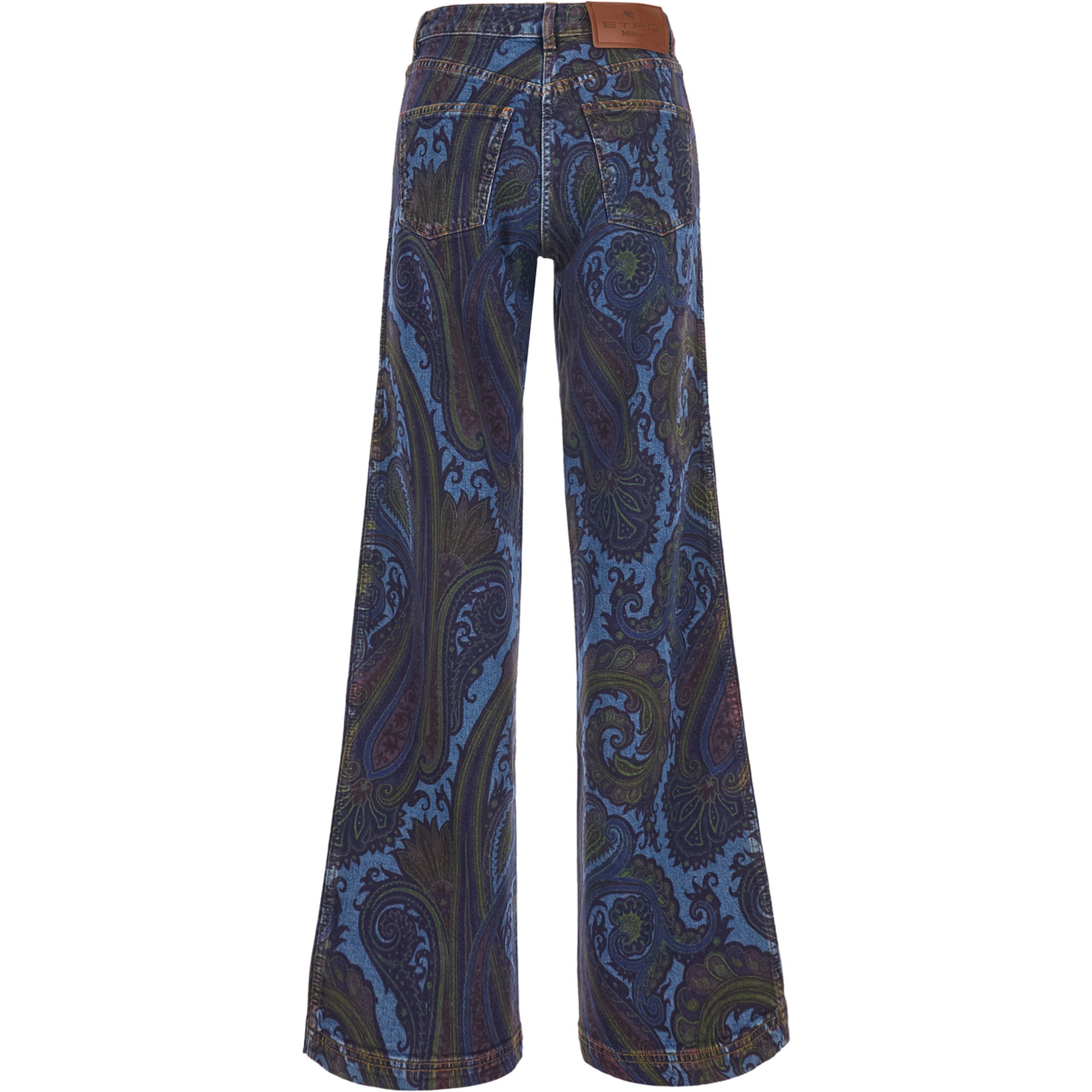 Blue Jeans with patch logo on the back and all-over print in denim women