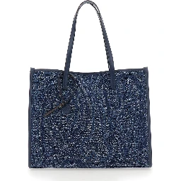 Lovetrotter Blue tote bag with Jacquard Motif in Denim for Women