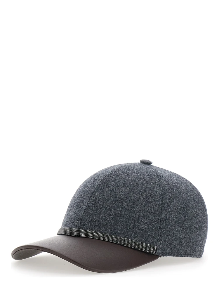 grey hat with applied Monili details in Wool woman