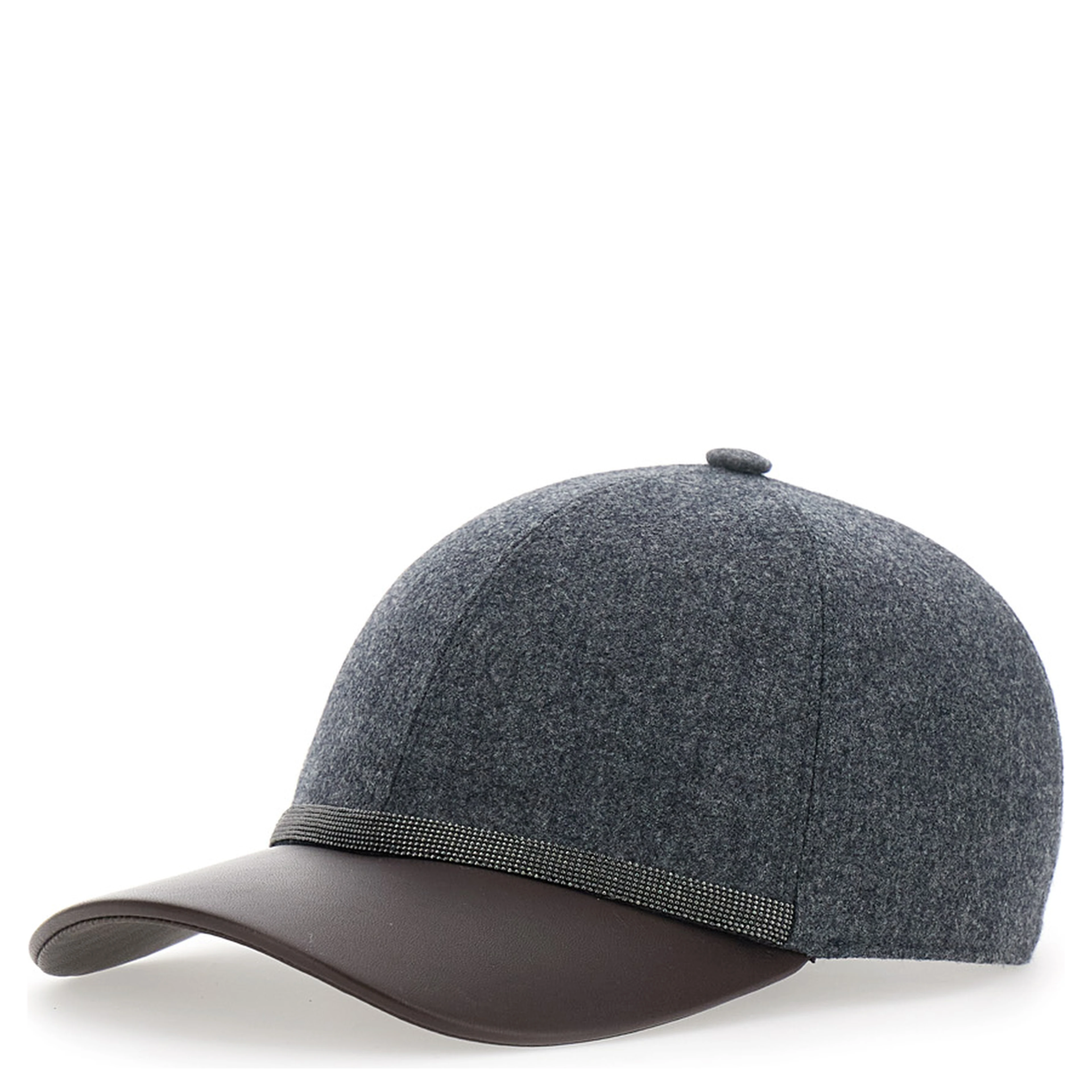 grey hat with applied Monili details in Wool woman