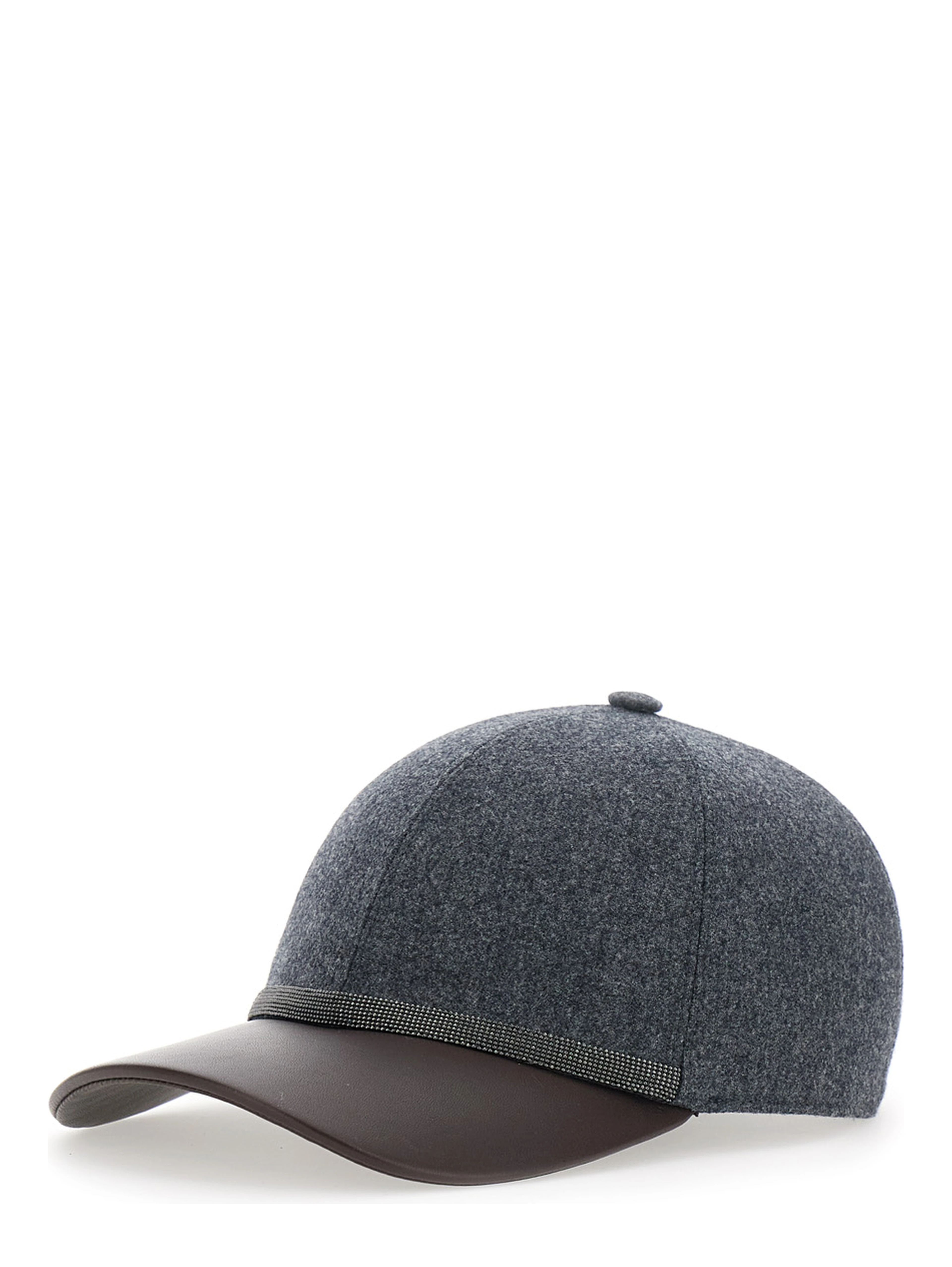 grey hat with applied Monili details in Wool woman