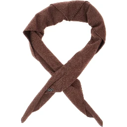 Brown scarf with applied Monile detail in cashmere women