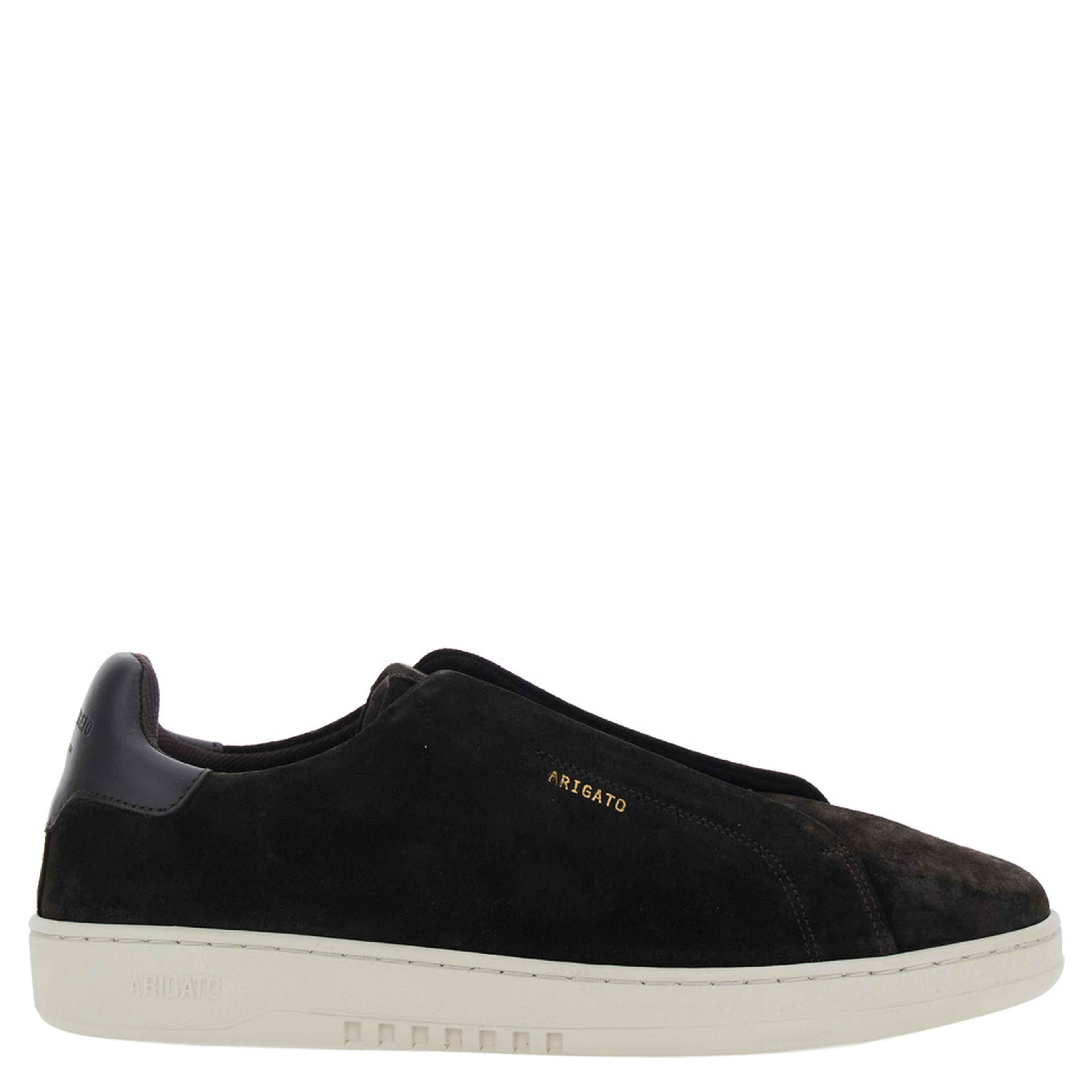 Dice Brown Laceless Low Top Sneakers with Logo Lettering on the Back in Leather for Men