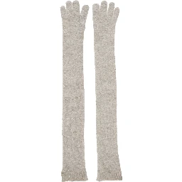 grey gloves with all-over applied sequins in wool and mohair blend Women