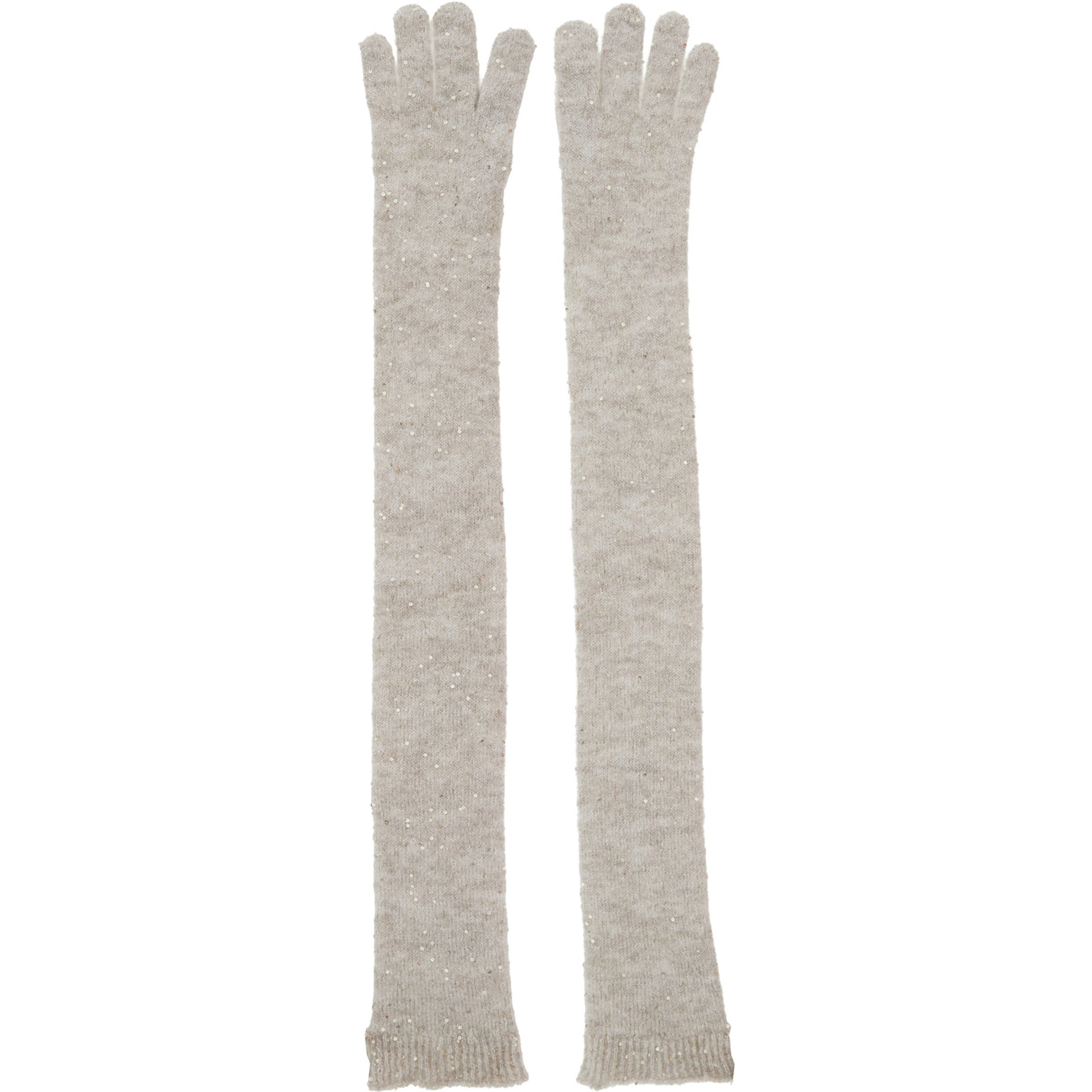 grey gloves with all-over applied sequins in wool and mohair blend Women