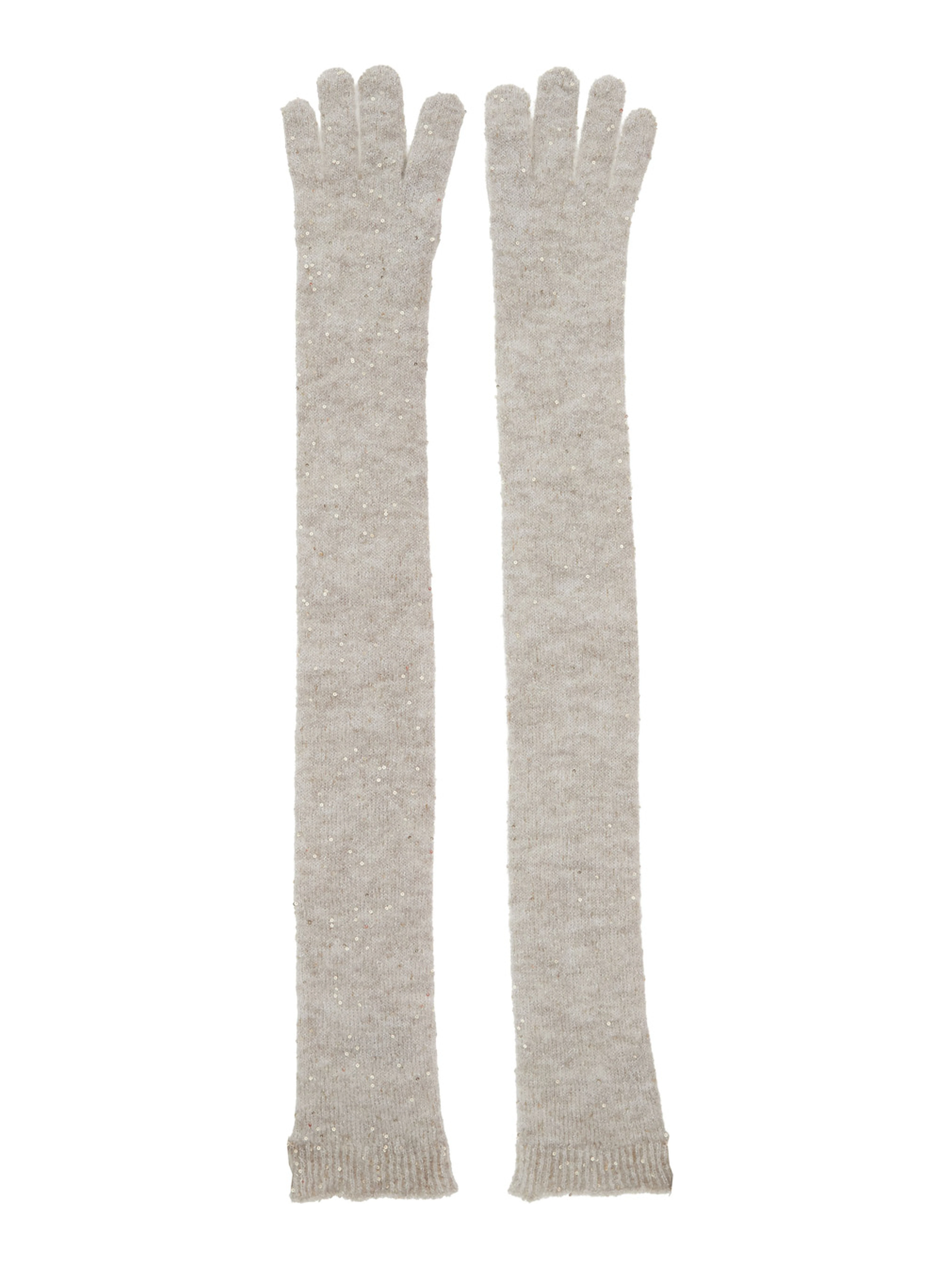 grey gloves with all-over applied sequins in wool and mohair blend Women