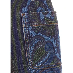 Blue Jeans with patch logo on the back and all-over print in denim women