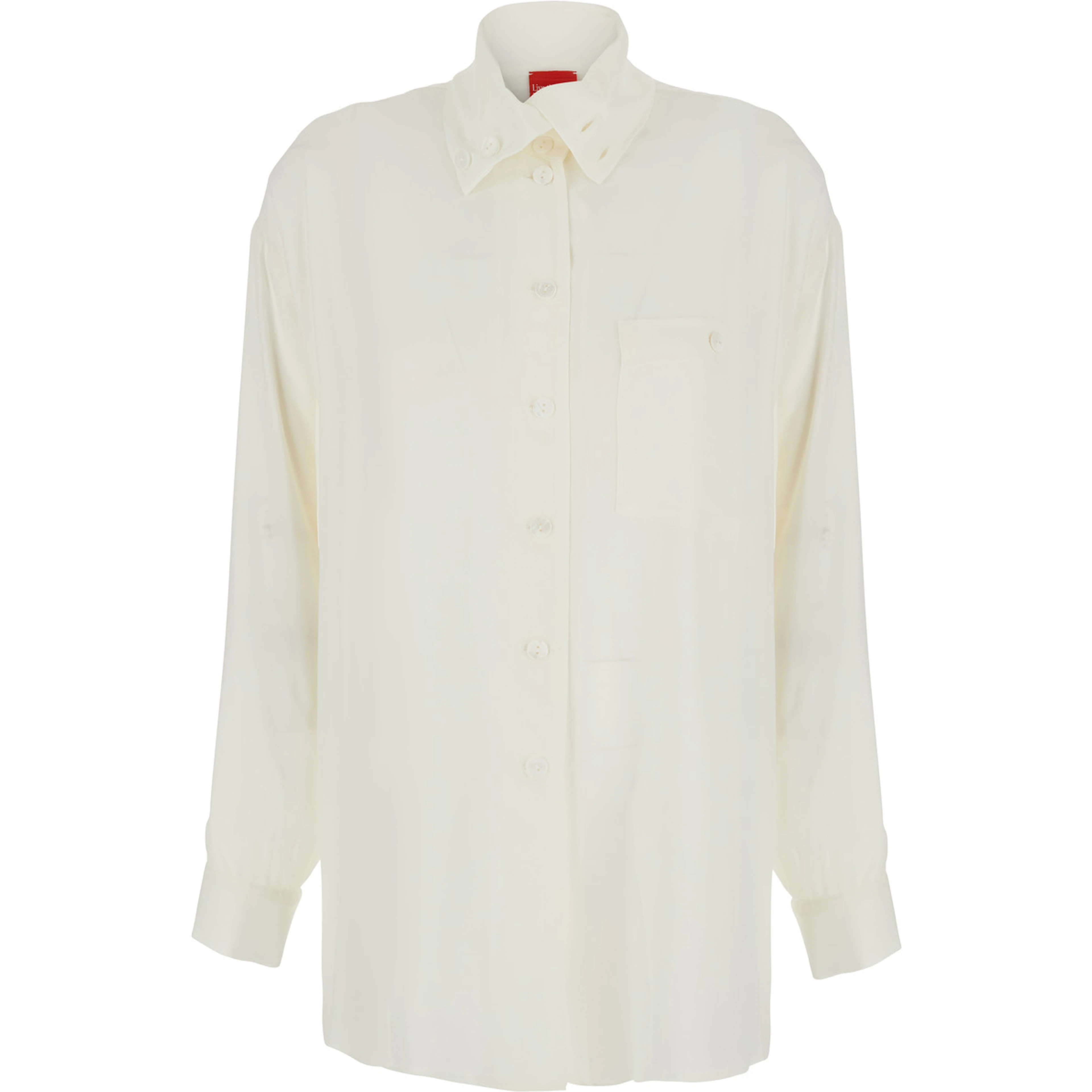 Beige shirt with collar and long sleeves in cotton, unisex