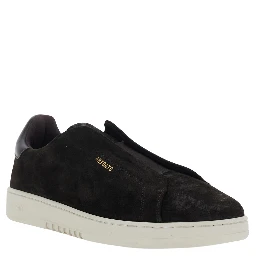 Dice Brown Laceless Low Top Sneakers with Logo Lettering on the Back in Leather for Men