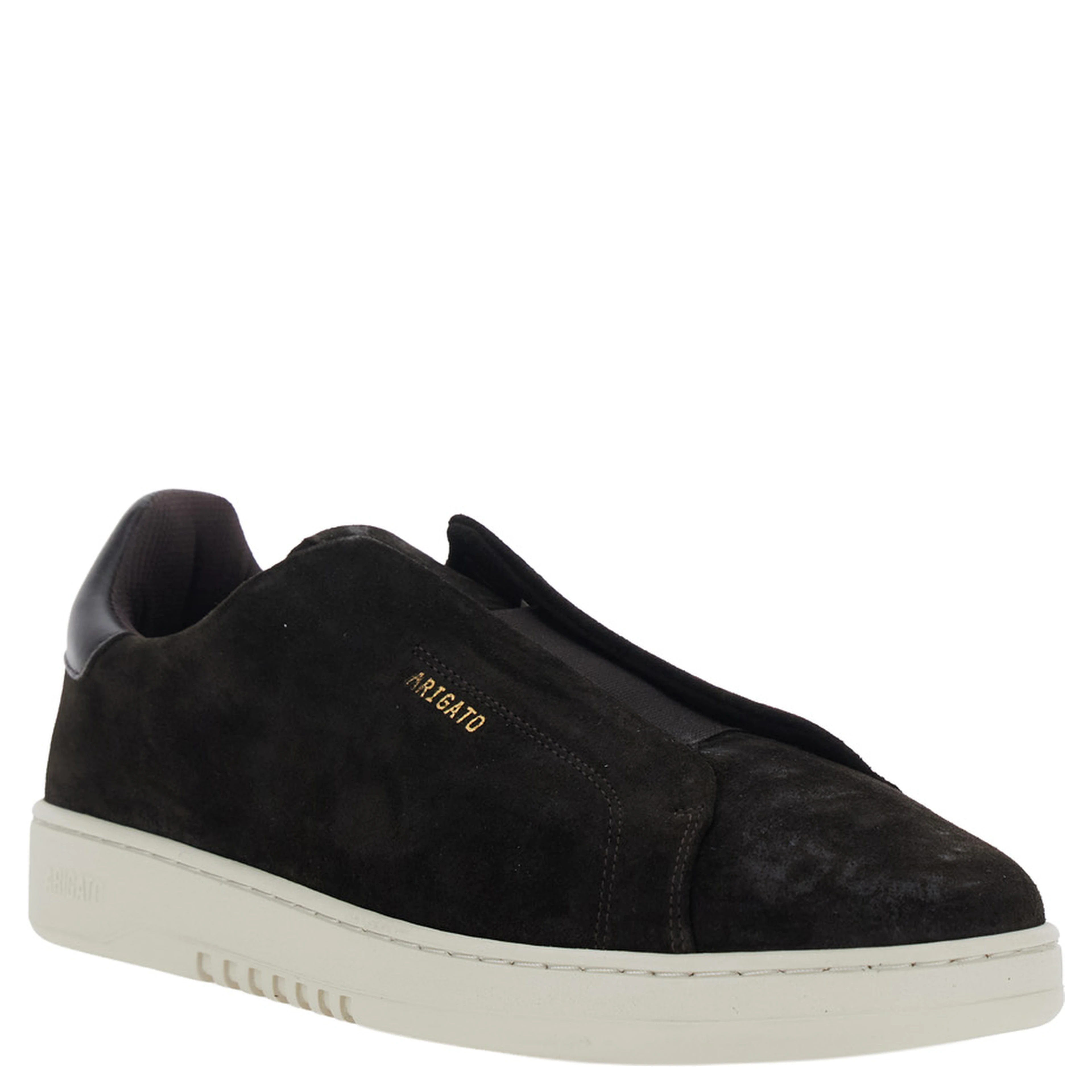Dice Brown Laceless Low Top Sneakers with Logo Lettering on the Back in Leather for Men