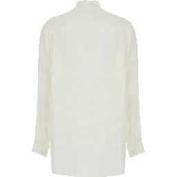 Beige shirt with collar and long sleeves in cotton, unisex