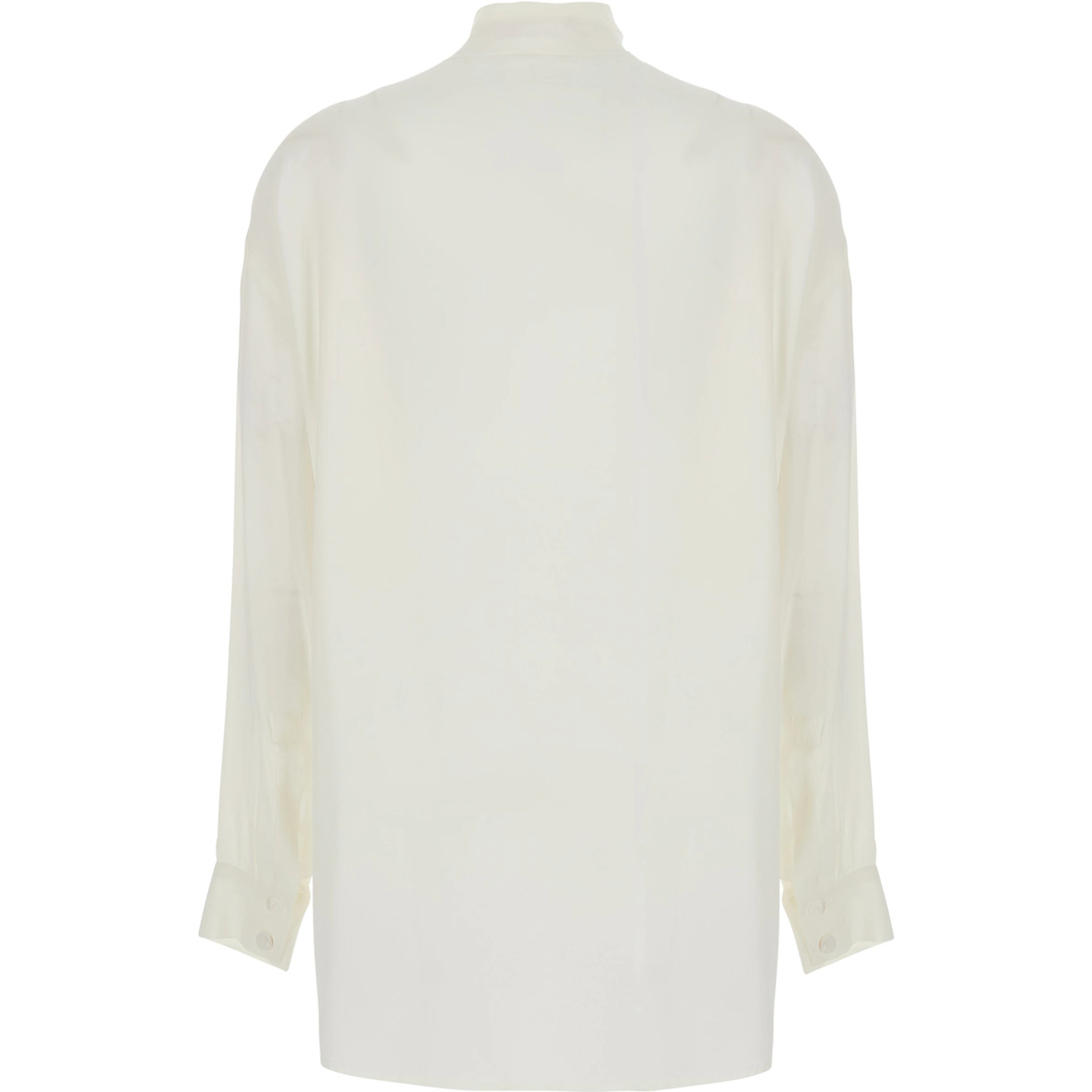 Beige shirt with collar and long sleeves in cotton, unisex