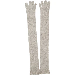 grey gloves with all-over applied sequins in wool and mohair blend Women