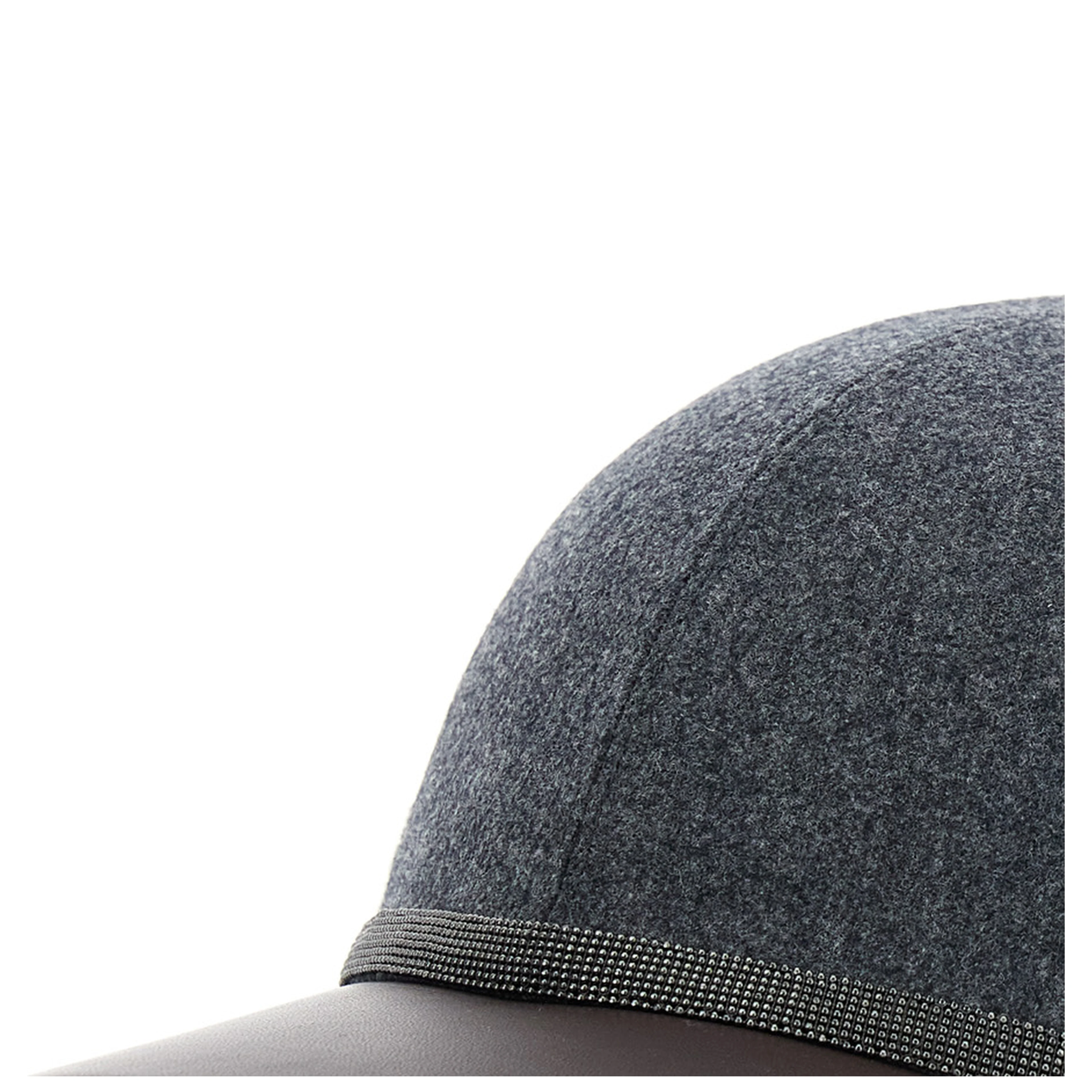 grey hat with applied Monili details in Wool woman