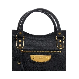 Le City Uptown Black Handbag with Adjustable and Removable Shoulder Strap and Front Zip Pocket in Leather for Women