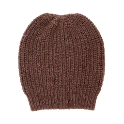 brown knitted beanie with applied sequins in cashmere and silk Women