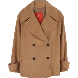Brown Long Sleeve Collar Coat in Tech Fabric for Women