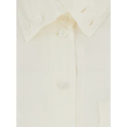 Beige shirt with collar and long sleeves in cotton, unisex