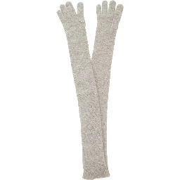 grey gloves with all-over applied sequins in wool and mohair blend Women