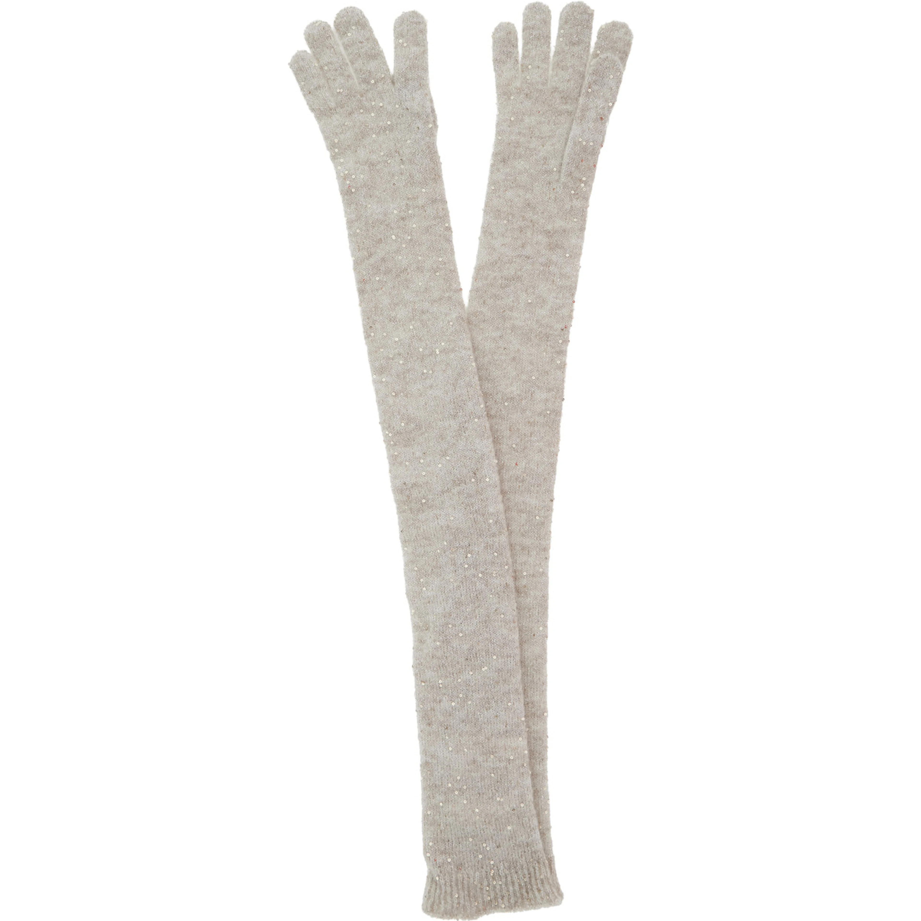 grey gloves with all-over applied sequins in wool and mohair blend Women