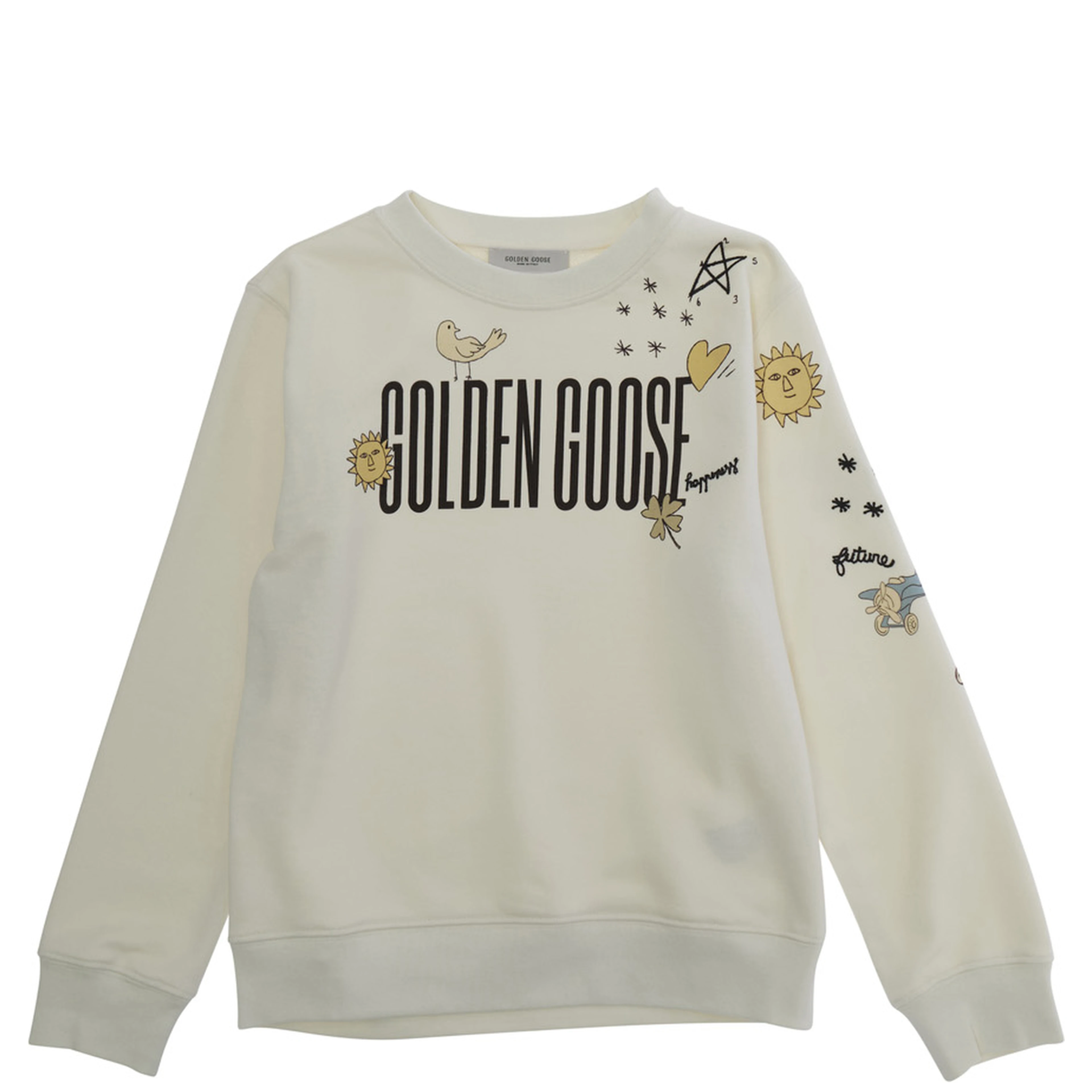 White Sweatshirt with All-over Prints and Logo on the Front in Cotton Boy