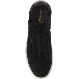 Dice Brown Laceless Low Top Sneakers with Logo Lettering on the Back in Leather for Men