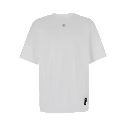 White Crew Neck T-Shirt with FF Plate on the Front in Cotton for Men