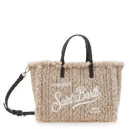 Shoulder bag Colette with knit details and Tech Fabric, beige color, unisex