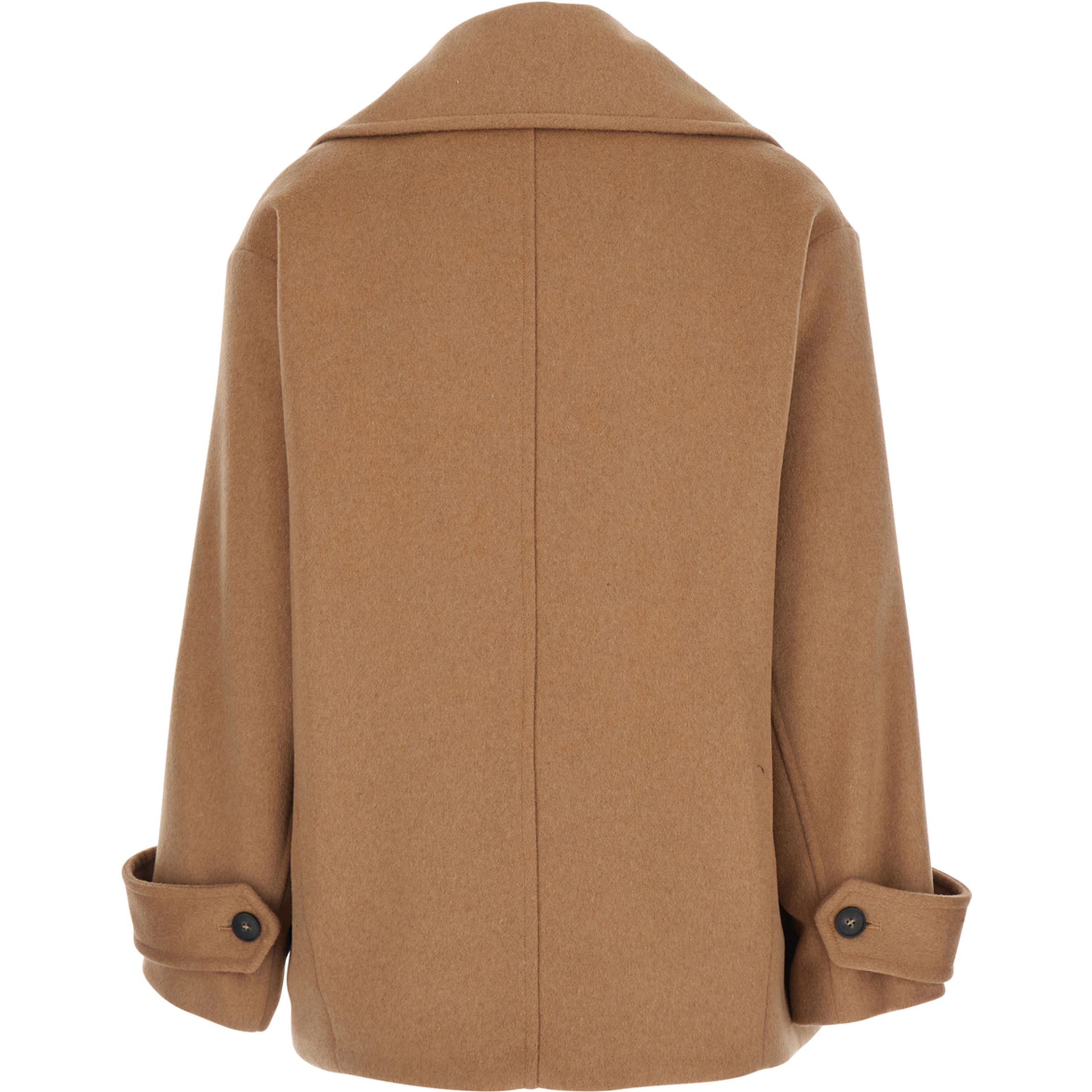 Brown Long Sleeve Collar Coat in Tech Fabric for Women