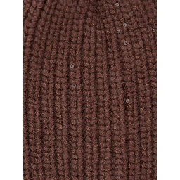 brown knitted beanie with applied sequins in cashmere and silk Women