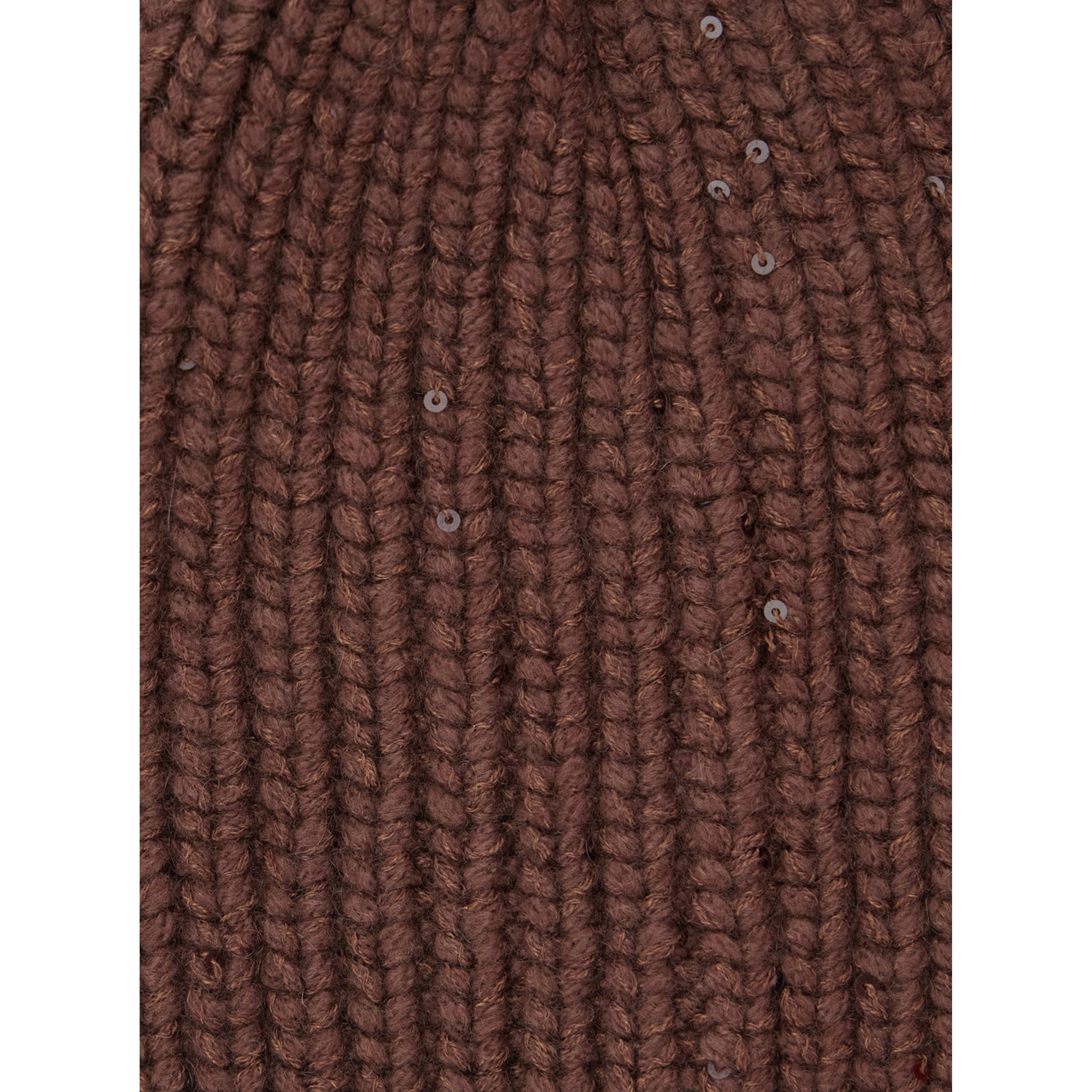 brown knitted beanie with applied sequins in cashmere and silk Women