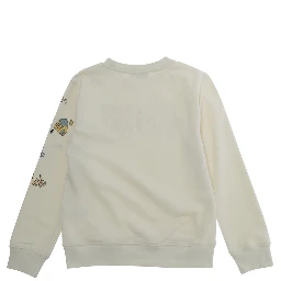 White Sweatshirt with All-over Prints and Logo on the Front in Cotton Boy