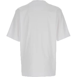 White Crew Neck T-Shirt with FF Plate on the Front in Cotton for Men