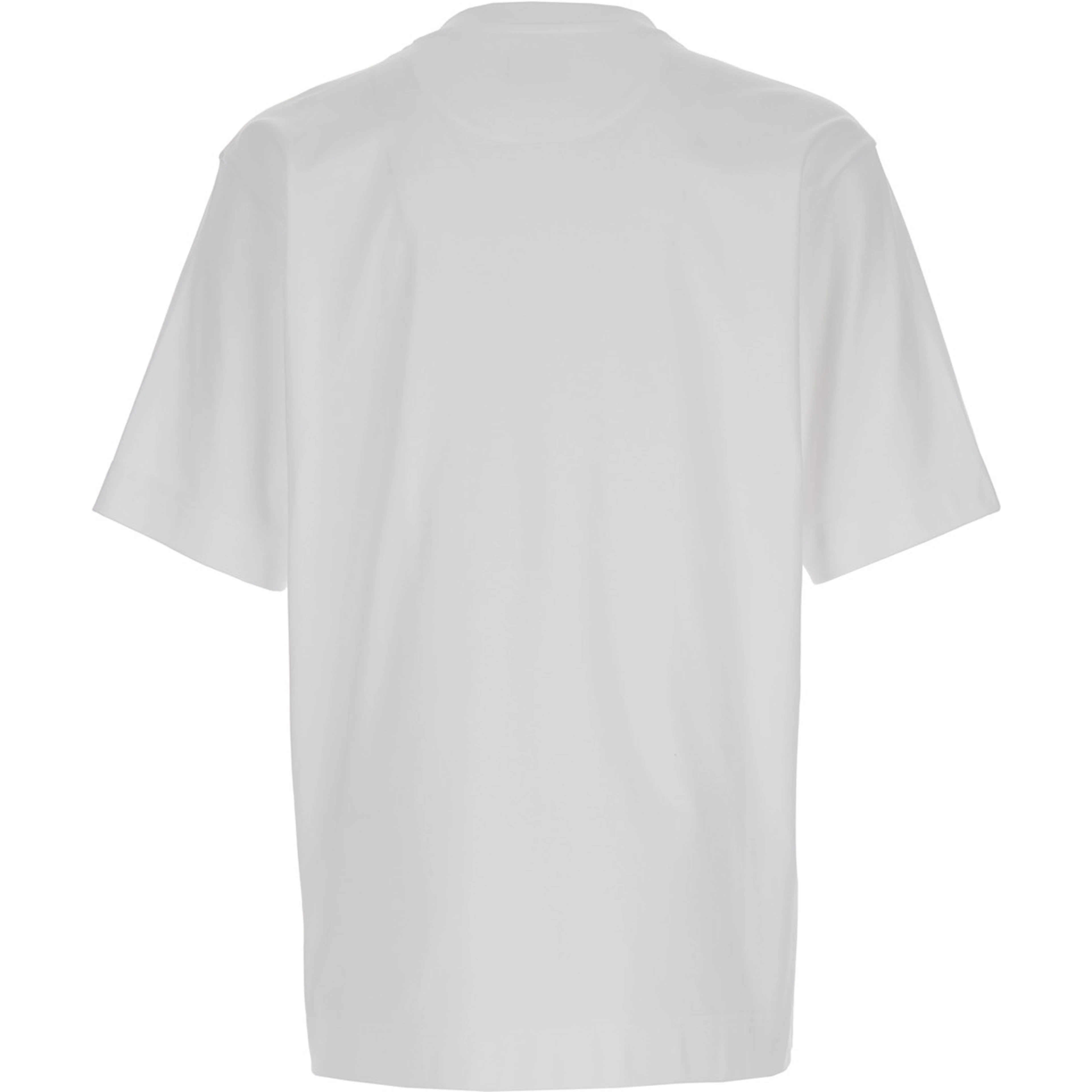 White Crew Neck T-Shirt with FF Plate on the Front in Cotton for Men
