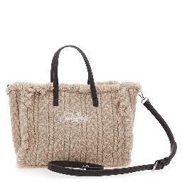 Shoulder bag Colette with knit details and Tech Fabric, beige color, unisex