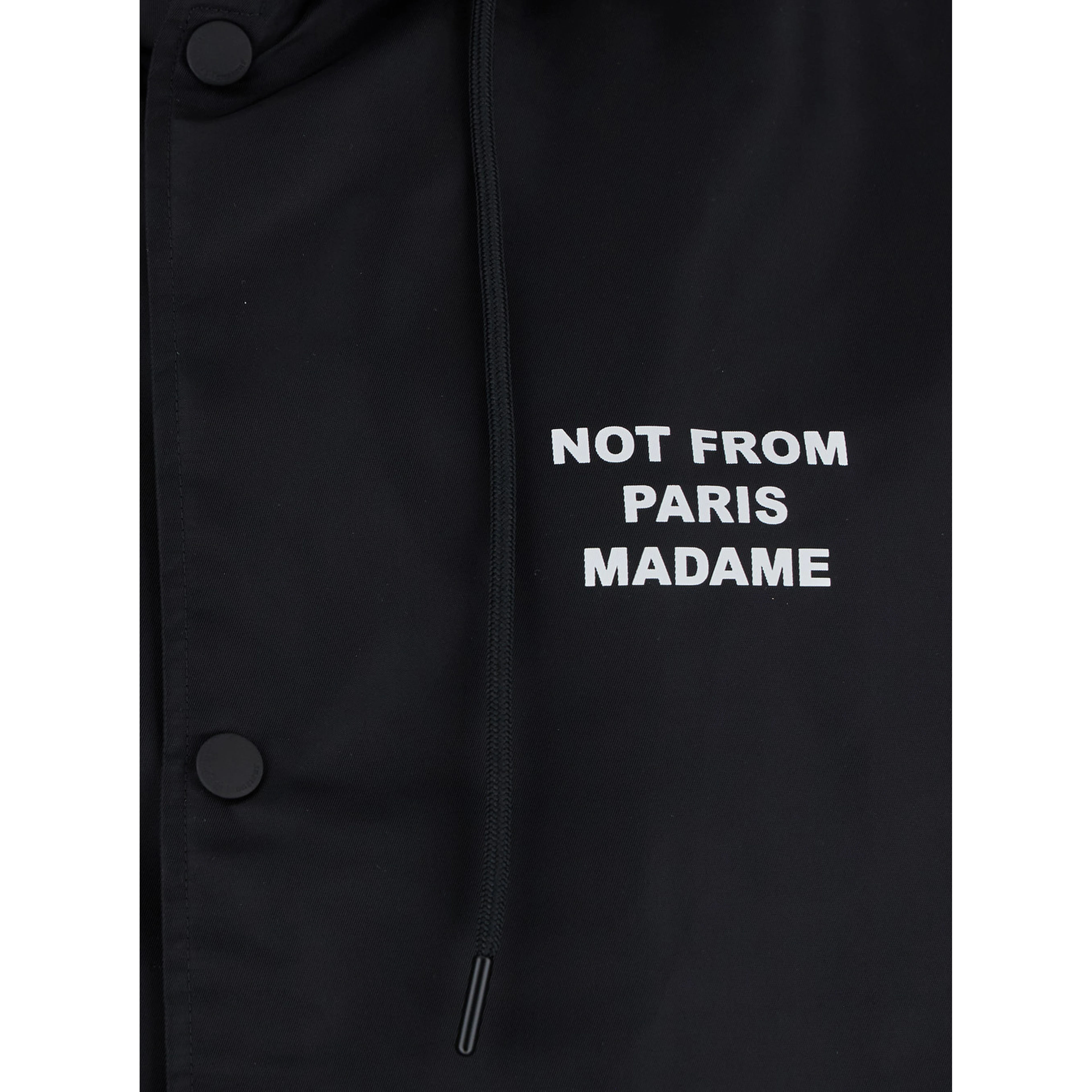 La Parka Slogan Black Parka with Hood with Drawstring and Logo Print on Front and Back in Tech Fabric for Men
