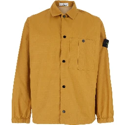Yellow Jacket with Classic Collar and Logo Patch on the Sleeve in Cotton Man
