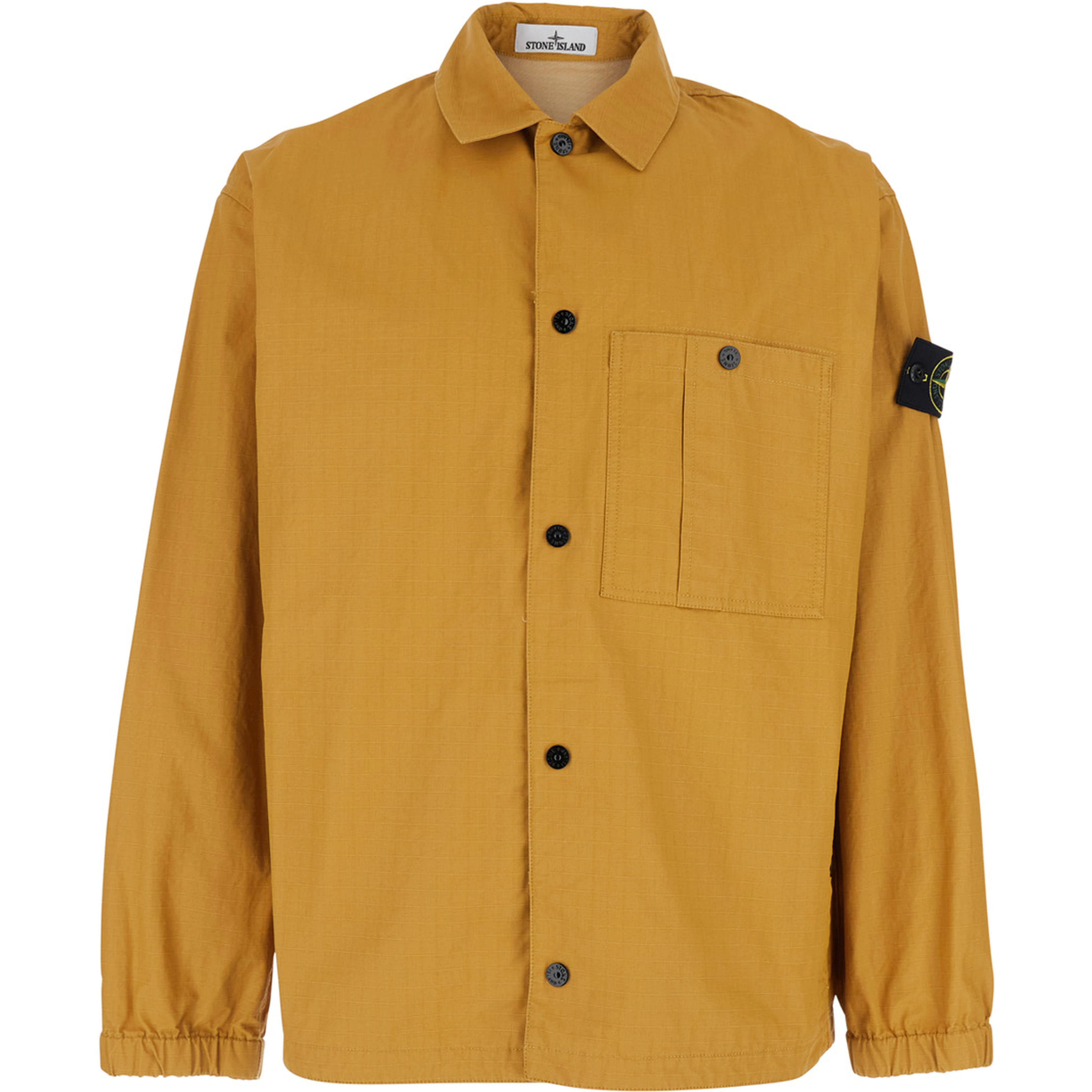 Yellow Jacket with Classic Collar and Logo Patch on the Sleeve in Cotton Man