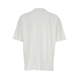 White Crew Neck T-Shirt with Logo Lettering on the Front in Cotton for Men