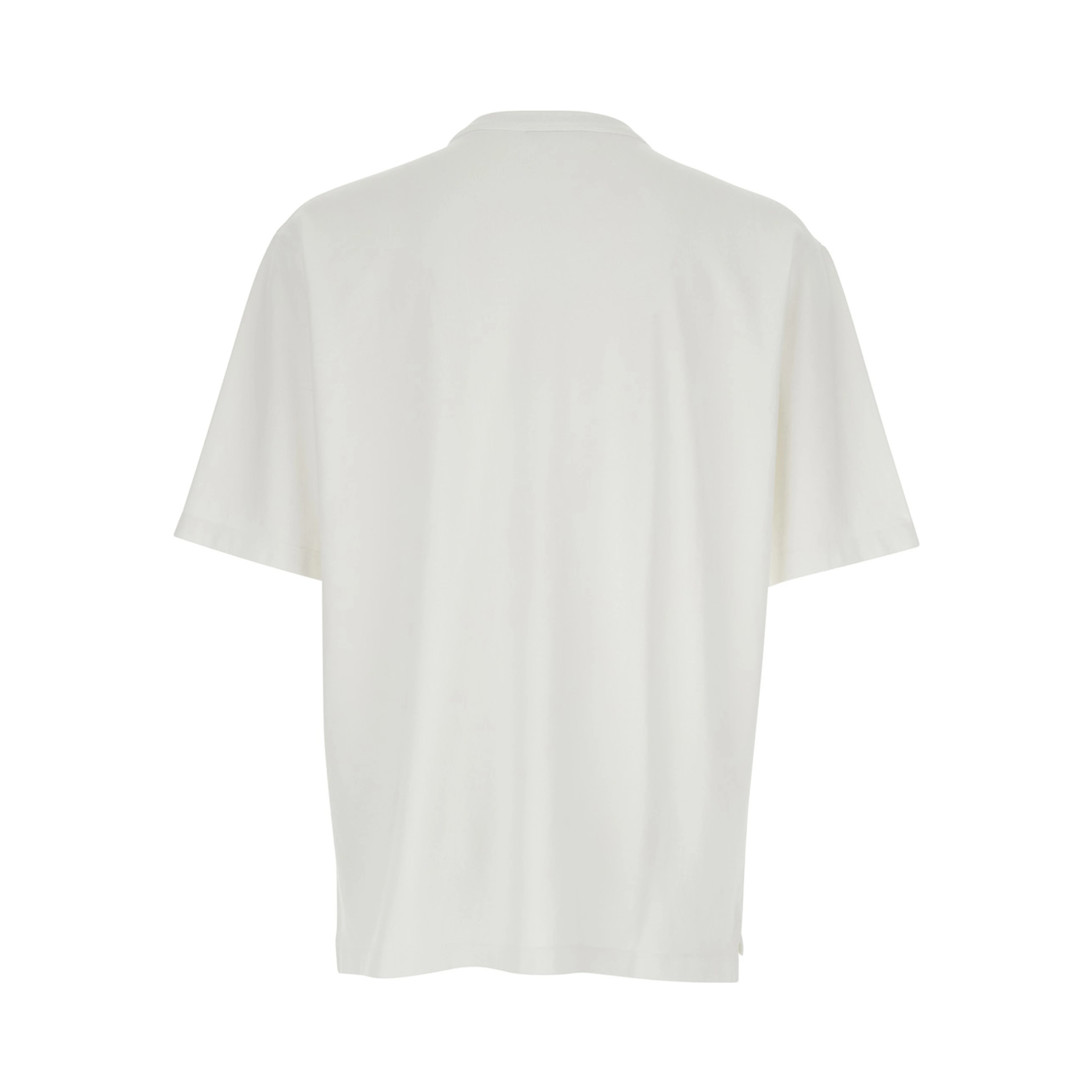 White Crew Neck T-Shirt with Logo Lettering on the Front in Cotton for Men