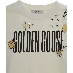 White Sweatshirt with All-over Prints and Logo on the Front in Cotton Boy