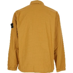 Yellow Jacket with Classic Collar and Logo Patch on the Sleeve in Cotton Man